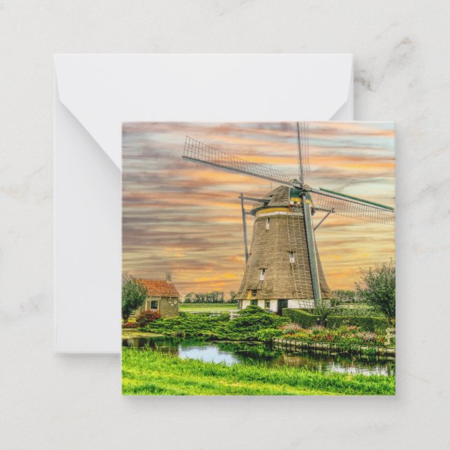Tarjeta Pequeña Molino de viento Holland (Anverso)