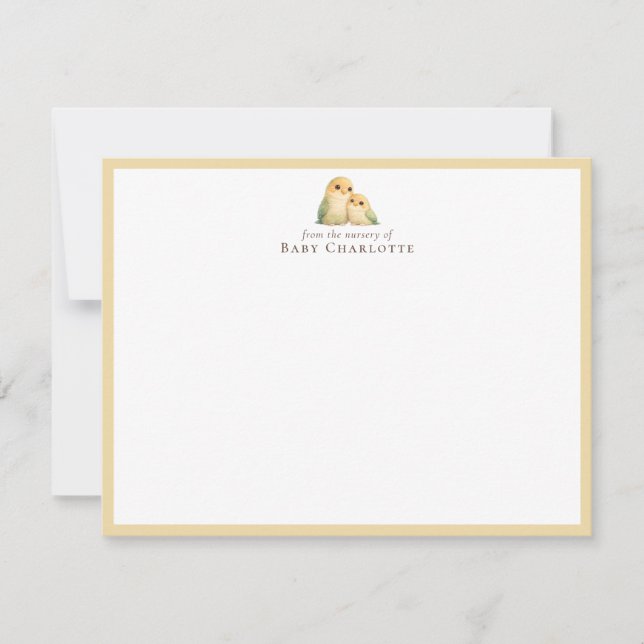 Tarjeta Pequeña Mom & Baby Parrot Nursery Note Card – Personalized (Anverso)