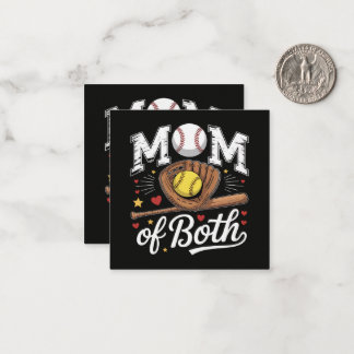 Tarjeta Pequeña Mom of Both Game Day Baseball Softball 