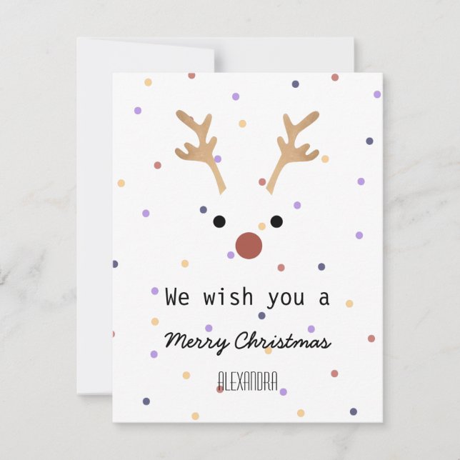 Tarjeta Pequeña Momongram les deseamos un feliz ciervo de Navidad (Anverso)