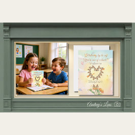 Tarjeta Pequeña Monarch Butterfly Heart Watercolor Valentine