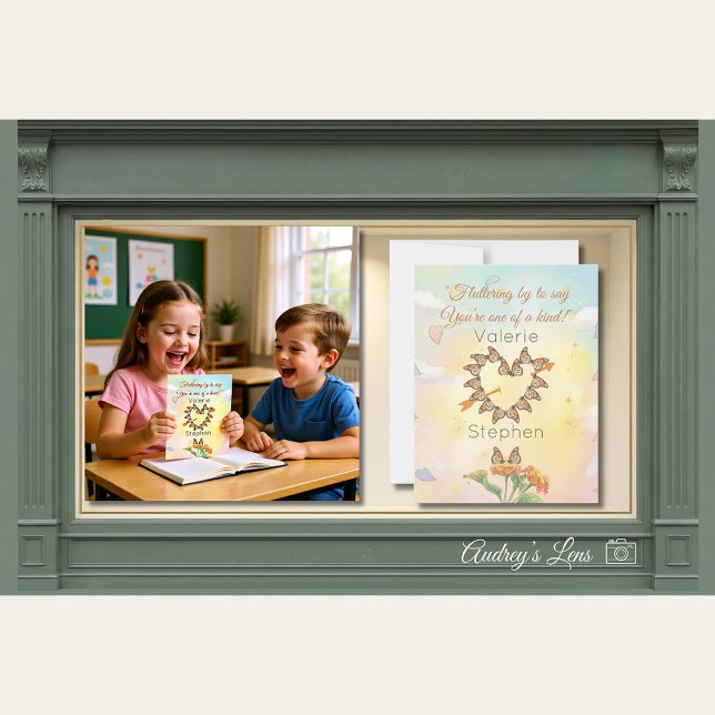 Tarjeta Pequeña Monarch Butterfly Heart Watercolor Valentine (Subido por el creador)