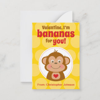 Tarjeta Pequeña Monkey Mini Classroom Valentine Cards for Kids