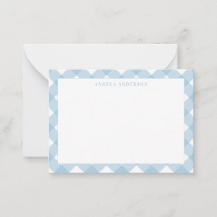 Tarjeta Pequeña Mono azul claro gingham a cuadros