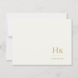 Tarjeta Pequeña Monogram Ivory Gold Simple Monogrammed Notecard