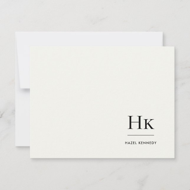 Tarjeta Pequeña Monogram Ivory Simple Monogrammed Social Notecard (Anverso)
