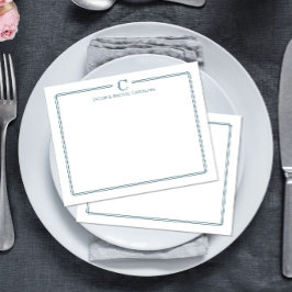 Tarjeta Pequeña Monogram Navy Blue Newlywed Stationery