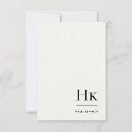 Tarjeta Pequeña Monogram Simple Elegant Minimal Monogrammed Ivory