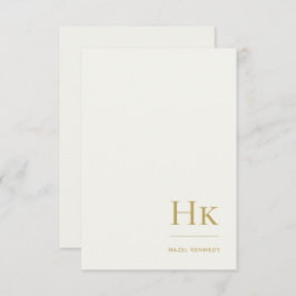 Tarjeta Pequeña Monogram Simple Elegant Monogrammed Ivory and Gold
