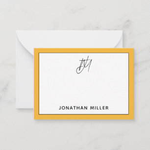 Tarjeta Pequeña Monograma amarillo mostaza Minimalista moderno