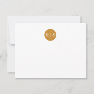 Tarjeta Pequeña Monograma amarillo mostaza simple minimalista