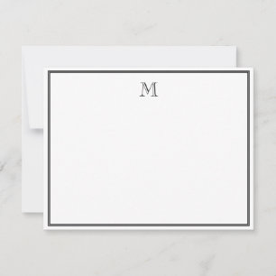Tarjeta Pequeña Monograma Antiguo con Doble Borde Negro