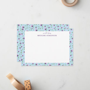 Tarjeta Pequeña Monograma azul claro brillante púrpura