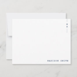 Tarjeta Pequeña Monograma azul marino simple personalizado