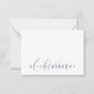 Tarjeta Pequeña Monograma azul Minimalista moderno