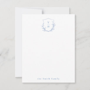 Tarjeta Pequeña Monograma azul personalizado Stationery