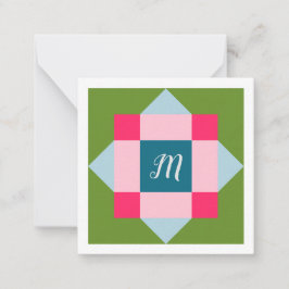 Tarjeta Pequeña Monograma Barn Quilt