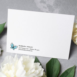 TARJETA PEQUEÑA MONOGRAMA BÁSICA DE LA FLECHA AZUL DOODLE