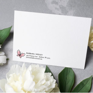 TARJETA PEQUEÑA MONOGRAMA BLANCO DE DOODLE PINK