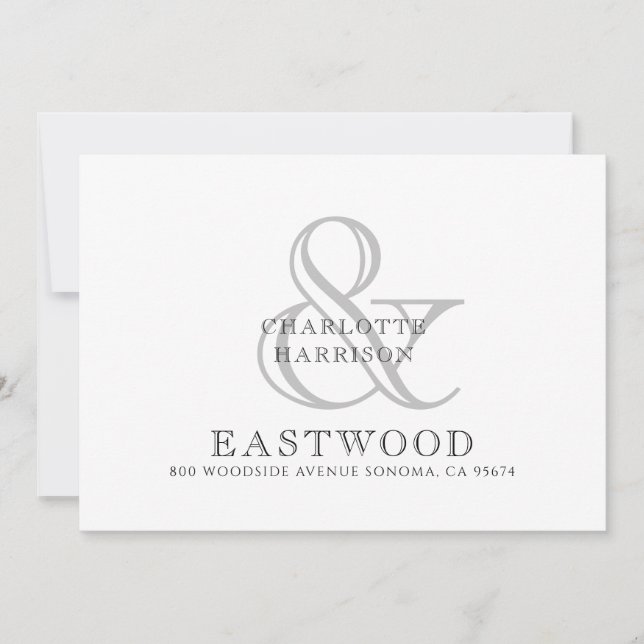 Tarjeta Pequeña Monograma Boda de nombre de pareja (Anverso)