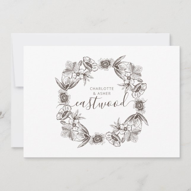 Tarjeta Pequeña Monograma Boda de parejas rusas (Anverso)