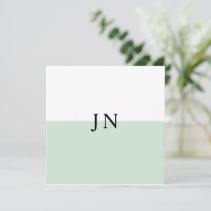 Tarjeta Pequeña Monograma Bonito Bloque de Color Verde Pastel Blan
