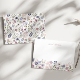 Tarjeta Pequeña Monograma Botánico Floral Acuarela Pastel