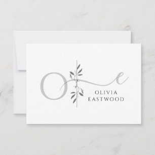 Tarjeta Pequeña Monograma Botánico Minimalista Moderno 