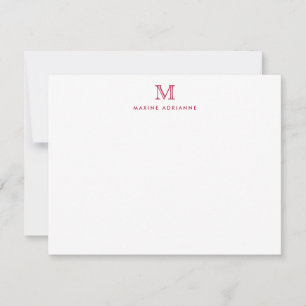 Tarjeta Pequeña Monograma Burgundy Rojo Simple Clásico Moda Elegan