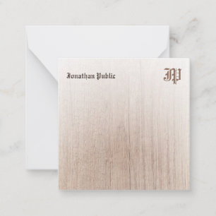 Tarjeta Pequeña Monograma caligrafiado La madera parece personaliz