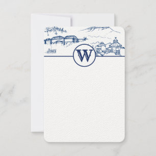 Tarjeta Pequeña Monograma Chattanooga Toile Blue