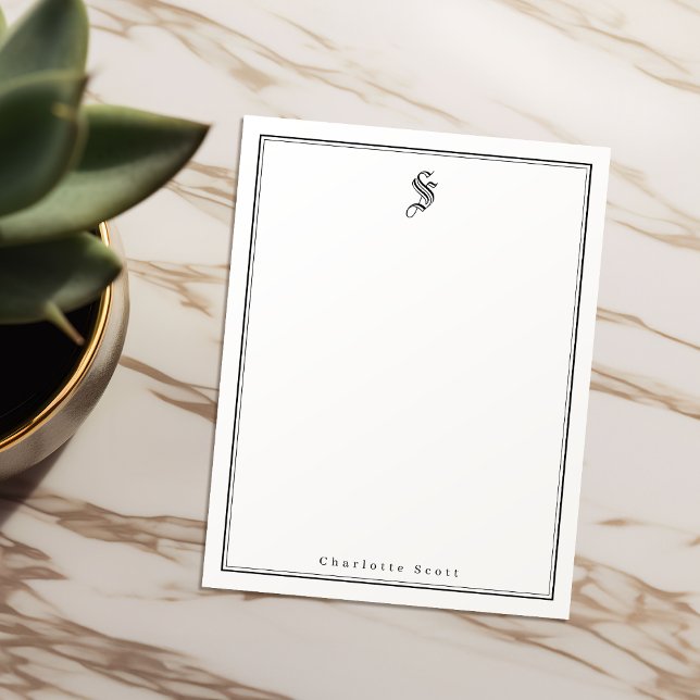 Tarjeta Pequeña Monograma clásico de elegancia personalizada Stati (Classic elegance monogram personalized Stationery Note Card)