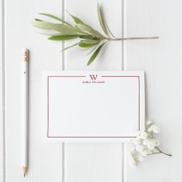 Tarjeta Pequeña Monograma clásico oscuro rojo formal