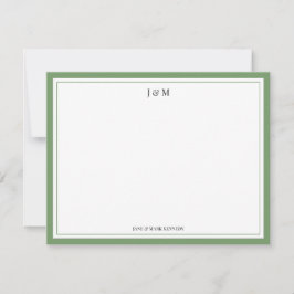 Tarjeta Pequeña Monograma clásico personalizado de pareja Verde Mu