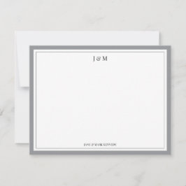Tarjeta Pequeña Monograma clásico personalizado para pareja en gri