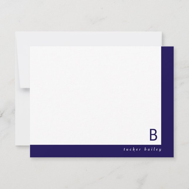 Tarjeta Pequeña Monograma Corner Banda Oscuro Azul Estacionamiento (Anverso)