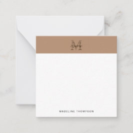 Tarjeta Pequeña Monograma cuadrado de taupe dorado metálico Script