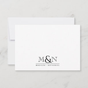 Tarjeta Pequeña Monograma de Ampersand de pareja recién casada