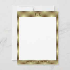 Tarjeta Pequeña Monograma de borde dorado minimalista