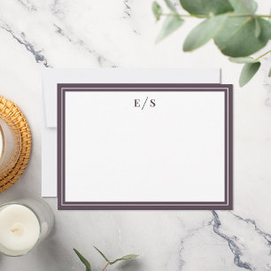 Tarjeta Pequeña Monograma de borde púrpura minimalista