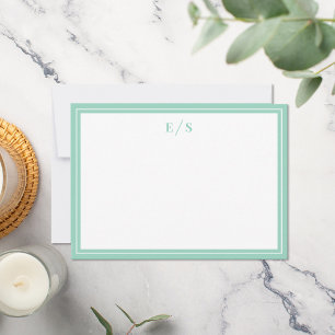Tarjeta Pequeña Monograma de borde Verde azulado minimalista