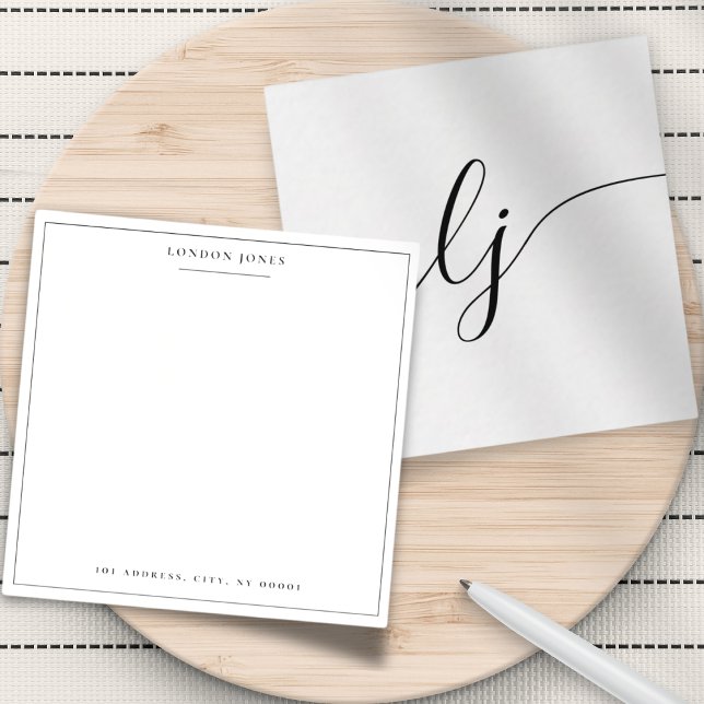 Tarjeta Pequeña Monograma de caligrafía simple Elegante Personaliz (Subido por el creador)
