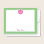 Tarjeta Pequeña Monograma de Círculo Preppy Rosa y Verde<br><div class="desc">Este diseño femenino presenta un borde simple con un círculo en la parte superior que contiene una inicial de monograma y espacio para un nombre o texto en la parte inferior. Haga clic en el botón personalizar si desea ajustar los elementos del diseño y / o modificar aún más el...</div>