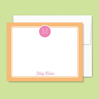 Monograma de Círculo Rosa y Naranja Sherbet Preppy