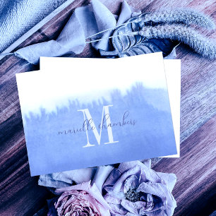 Tarjeta Pequeña Monograma de color azul etéreo