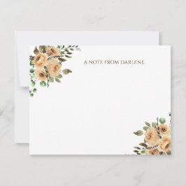 Tarjeta Pequeña Monograma de crema, marfil, Rosas de acuarela lata
