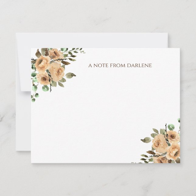 Tarjeta Pequeña Monograma de crema, marfil, Rosas de acuarela lata (Anverso)