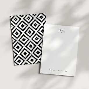 Tarjeta Pequeña Monograma de Diamantes Geométricos Moderno y Elega