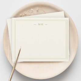 Tarjeta Pequeña Monograma de dos bordes de marfil minimalista