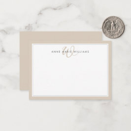 Tarjeta Pequeña Monograma de dos bordes minimalista Mocha marrón